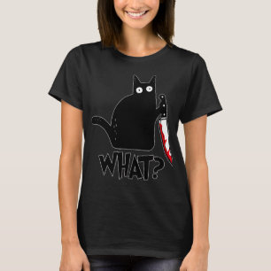 T-shirt Chat Ce Chat Noir Drôle, Chat Meurtrier Avec Coute