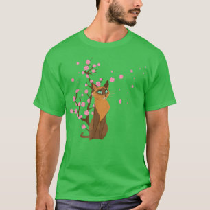 T-shirt Chat Cerisier Fleur de chat Japonaise Sakura Flowe