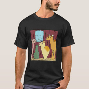T-shirt Chat Chameau & Llama Image Mignonne Rare Vintage C