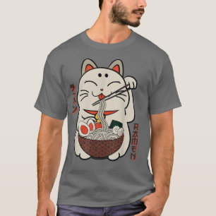 T-shirt Chat chanceux manger Ramen nouilles de Ramen Anime