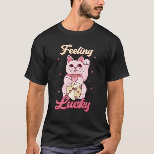 T-shirt Chat Chanceux Saint-Valentin Rétro Époux (Devant)