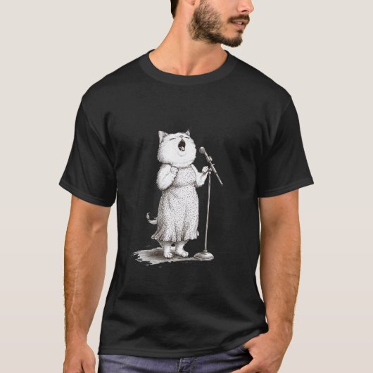 T-shirt Chat chantant dans une performance de microphone (Devant)
