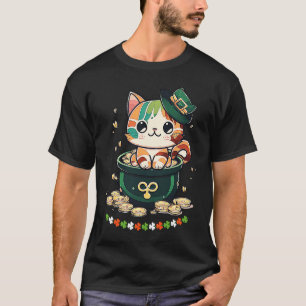 T-shirt Chat Chapeau de Leprechaun de la Saint-Patrick Pot