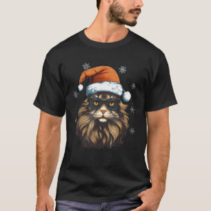 T-shirt Chat chapeau de Noël de Santa humour de vacances