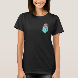 T-shirt Chat Chapeau de Père Noël de poche Pyjama de Noël