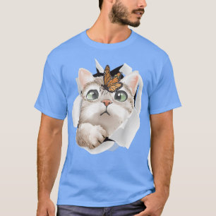 T-shirt Chat, Chat Orange T, Tissu Torn Chat, Chaton