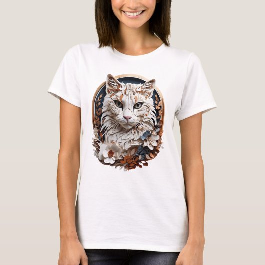 T-shirt chat, chaton avec fleur (Devant)