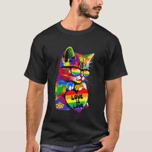 T-shirt Chat Chaton Cœur Arc-en-ciel Amour Est Amour LGBT