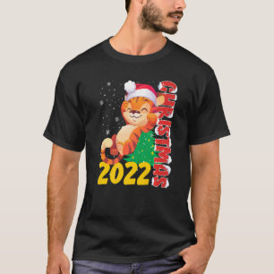 T-shirt Chat Chaton Mignon Chapeau De Père Noël Noël Horr