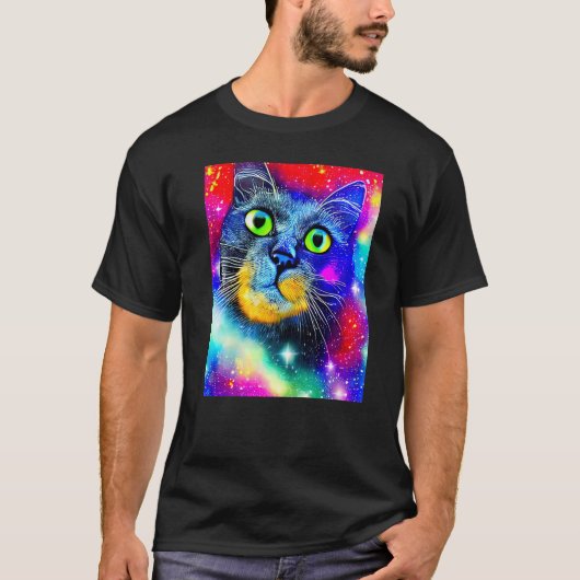 T-shirt Chat Chaton Minou de l'Espace Dans le Style Chat 8 (Devant)