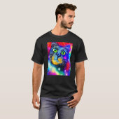 T-shirt Chat Chaton Minou de l'Espace Dans le Style Chat 8 (Devant entier)