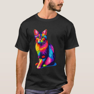 T-shirt Chat Chausie Jungle Curl Coloré Pop Art