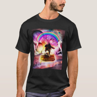 T-shirt Chat chevauchant un loup avec des pancakes et un m