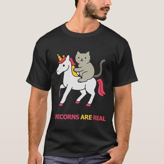T-shirt Chat chevauchant une licorne (Devant)