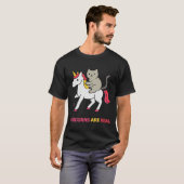 T-shirt Chat chevauchant une licorne (Devant entier)