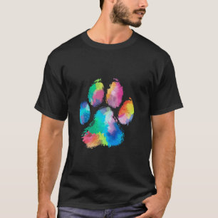 T-shirt Chat Chien Empreinte De Patte Aquarelle Arc-En-Cie