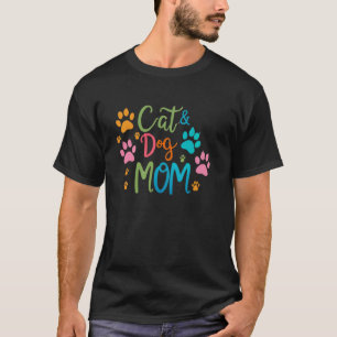T-shirt Chat Chien Maman Femmes Fête des Mères Chiot Minou