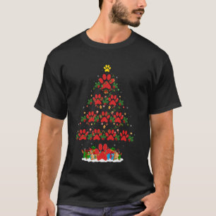 T-shirt Chat Chien Patte Arbre de Noël Pyjama Chiot Chien
