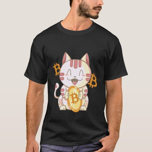 T-shirt Chat Chinois Chanceux Bitcoin (Devant)