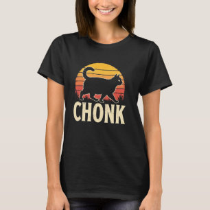 T-shirt Chat Chonks Potelé Coucher de Soleil Rétro