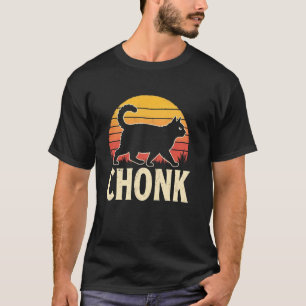 T-shirt Chat Chonks Potelé Coucher de Soleil Rétro