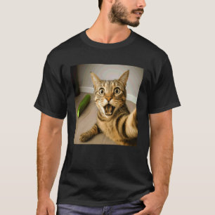 T-shirt Chat choqué drôle selfie avec design de mème de co