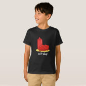 T-shirt Chat-chup Funny Red Ketchup Chat Pun Dark BG (Devant entier)