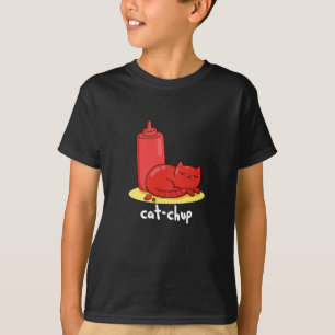 T-shirt Chat-chup Funny Red Ketchup Chat Pun Dark BG