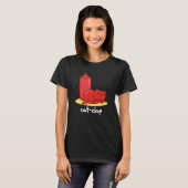 T-shirt Chat-chup Funny Red Ketchup Chat Pun Dark BG (Devant entier)
