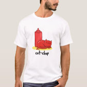 T-shirt Chat-chup Funny Red Ketchup Pun de chat (Devant)