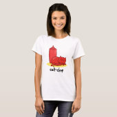 T-shirt Chat-chup Funny Red Ketchup Pun de chat (Devant entier)
