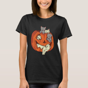 T-shirt Chat Citrouille Jack-o'-lantern Chat Costume d'Hal