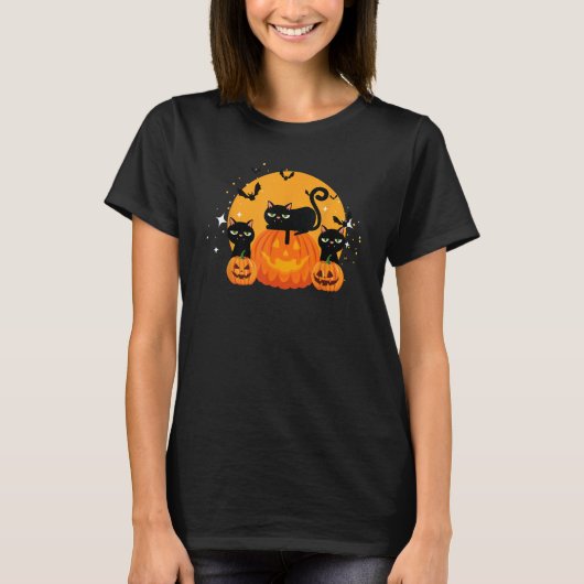 T-shirt Chat Citrouille Kitty Automne Bonjour Automne Cute (Devant)