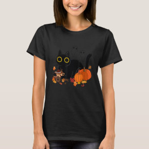 T-shirt Chat Citrouilles Automne Thanksgiving Halloween Co