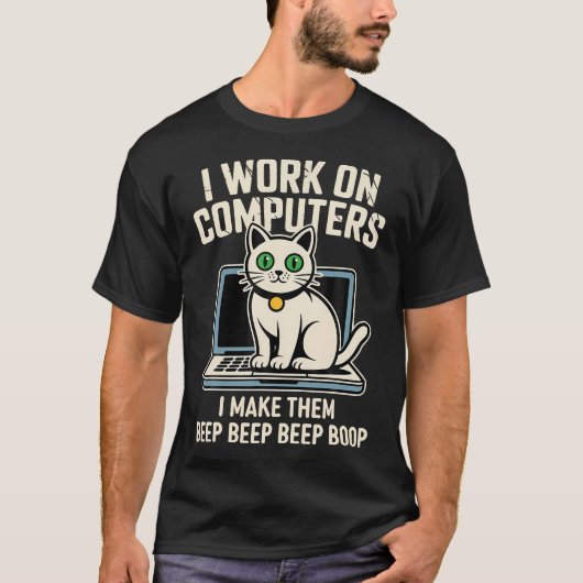 T-shirt Chat Codeur Informatique (Devant)