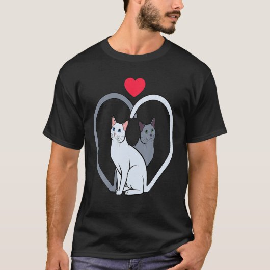 T-shirt Chat Coeur Valentines Jour Cute Kitten Kitty Love  (Devant)
