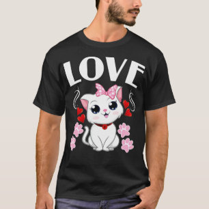 T-shirt Chat Coeur Valentines Jour Drôle Femmes Kitty Kitt