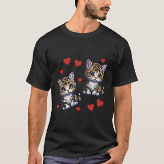 T-shirt Chat Coeurs Chemise Amour Chatons Filles Femme Cha