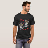 T-shirt Chat Coeurs Chemise Amour Chatons Filles Femme Cha (Devant entier)