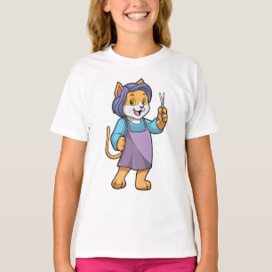 T-shirt Chat coiffeur avec ciseaux