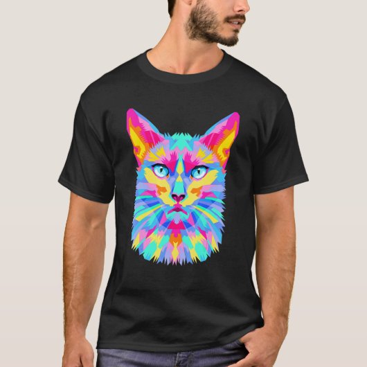 T-shirt Chat Coloré (Devant)
