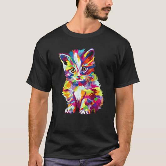 T-shirt Chat Coloré (Devant)