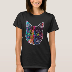 T-shirt Chat coloré abstrait géométrie polygonale mignon