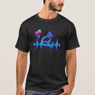 T-shirt Chat coloré Battement de coeur et coeur Femme Fill