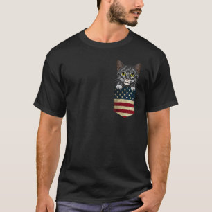 T-shirt Chat Coloré dans le Drapeau Américain USA Mignon K