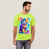 T-shirt Chat Coloré Éclaboussant (Devant entier)