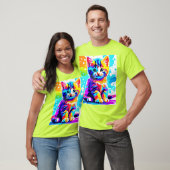 T-shirt Chat Coloré Éclaboussant (Unisexe)