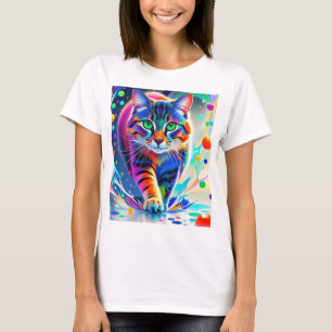 T-shirt Chat coloré, éclaboussure, peinture, classement de
