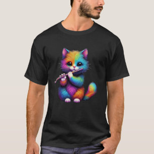 T-shirt Chat Coloré Jeune Chat Mignon Drôle Jouant de la F