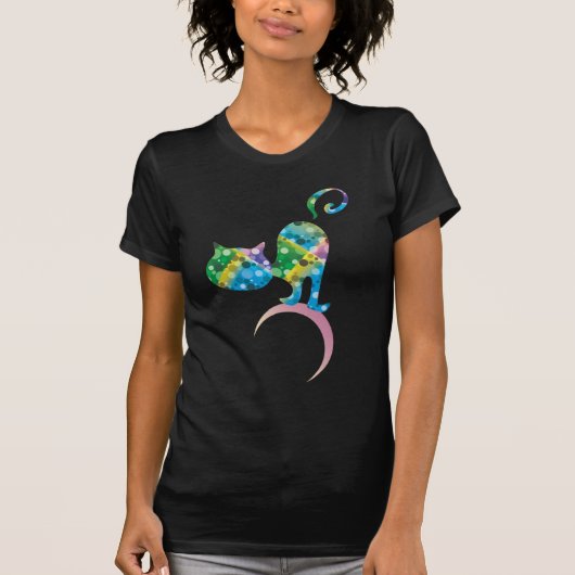 T-shirt Chat Coloré Sur Crescent Moon (Devant)